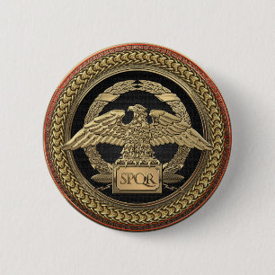 Badge Rond 5 Cm [600] Aigle impérial romain d'or sur médaillon d'o