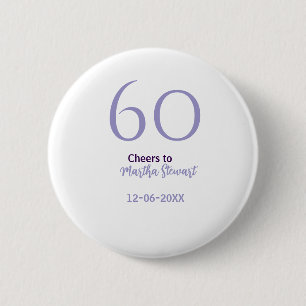 Badge Rond 5 Cm 60 & joyeux anniversaire violet gras nom date styl