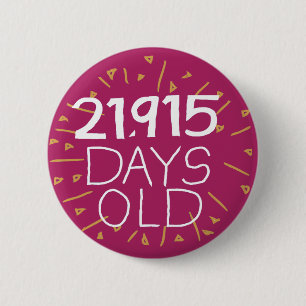 Badge Rond 5 Cm 60e Anniversaire pin Soixante ans en jours soixant