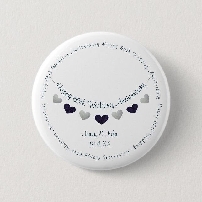 Badge Rond 5 Cm 65e saphir mariage anniversaire épouse (Devant)