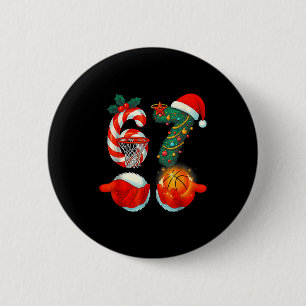 Badge Rond 5 Cm 67 Basket-ball Père Noël Six Sept Mème Noël Srt M