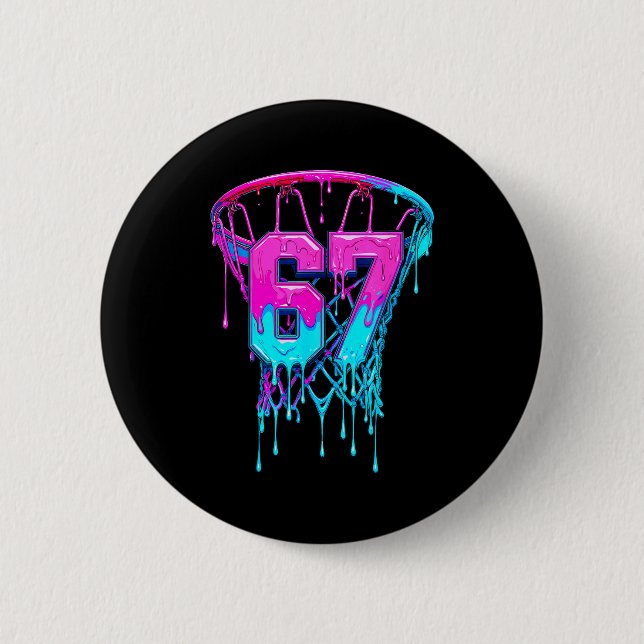 Badge Rond 5 Cm 67 Basketball Drip Six Seven Funny  (Devant)