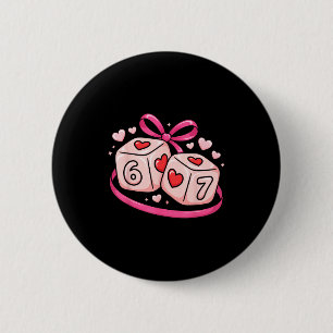 Badge Rond 5 Cm 67 Dés Saint-Valentin Six Sept Cœurs 6-7 Meme