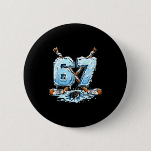 Badge Rond 5 Cm 67 Hockey Drip Numéro Style de Mème Drôle Garçons