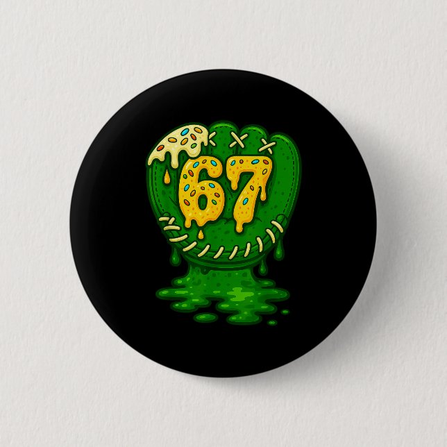 Badge Rond 5 Cm 67 Ice Cream Drip Funny Six Seven Baseball  (Devant)