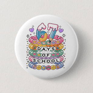Badge Rond 5 Cm 67 Jours d'École Professeur Mignon Classe Colorée