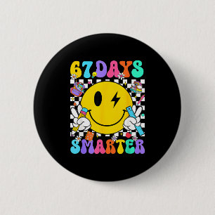 Badge Rond 5 Cm 67 Jours D'école Visage Sourire 67 Jours Plus Inte