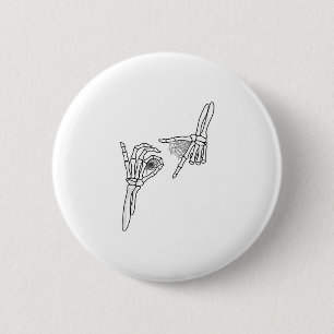 Badge Rond 5 Cm 67 Meme Main de squelette 6 7 Halloween Six Sept 
