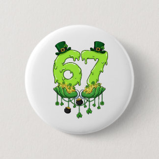 Badge Rond 5 Cm 67 Meme Shamrocks Six Seven Shamrocks 6-7 St Patri