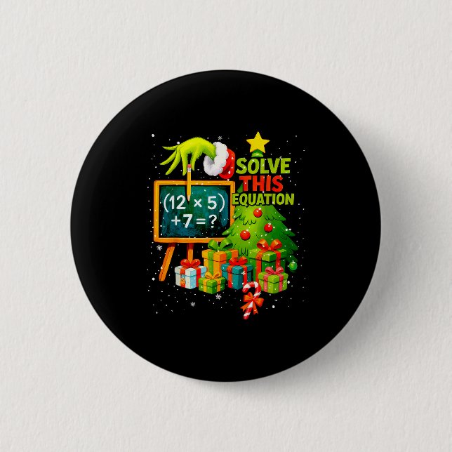 Badge Rond 5 Cm 67 Professeur Vert Noël Six Sept Mème Brainrot (Devant)
