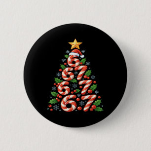 Badge Rond 5 Cm 67 Sapin de Noël Canne à Sucre Drôle de Fête de No