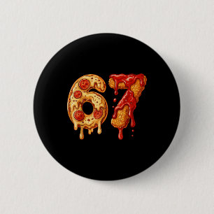 Badge Rond 5 Cm 67 Six Seven 6-7 Pizza & Chicken Nugget - Bra pour