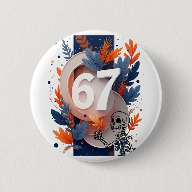 Badge Rond 5 Cm 67 Skeleton Hand Halloween (Devant)