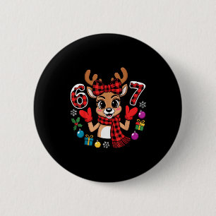 Badge Rond 5 Cm 67 Tenue de Noël Femme Mème Renne Six Sept 