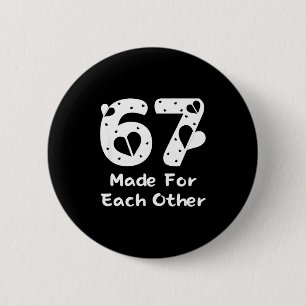 Badge Rond 5 Cm 6 7 Faits l'un pour l'autre, Rouge 67 Couple de No