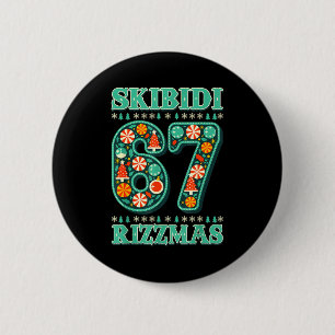 Badge Rond 5 Cm 6 7 Noël Skibidi Rizzmas 67 Mème Gen Alpha Sl