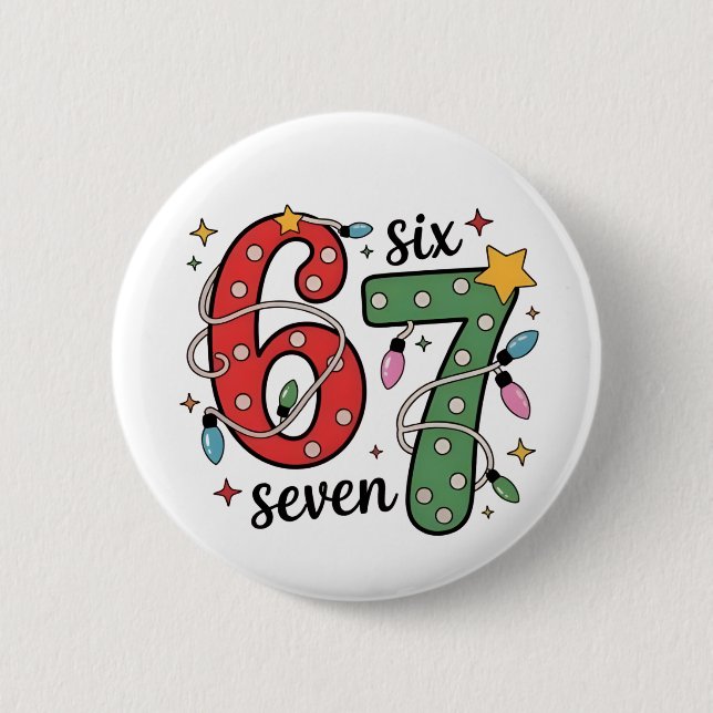 Badge Rond 5 Cm 6 7 Six Seven Main Génération Z Alpha Meme Argot N (Devant)
