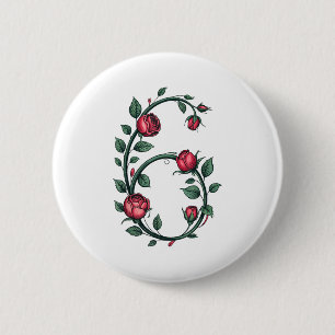 Badge Rond 5 Cm 6 Floral 67 Rose Saint-Valentin Amour Drôle Corres