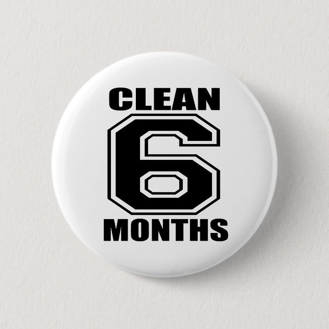 Badge Rond 5 Cm 6 mois nettoient le noir (Devant)