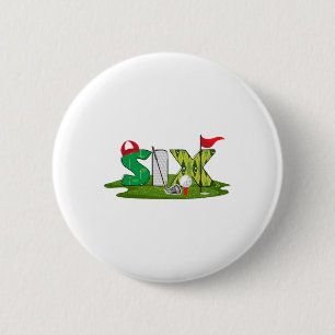 Badge Rond 5 Cm 6e Anniversaire Golf Thème 6 ans Enfants Sport Par