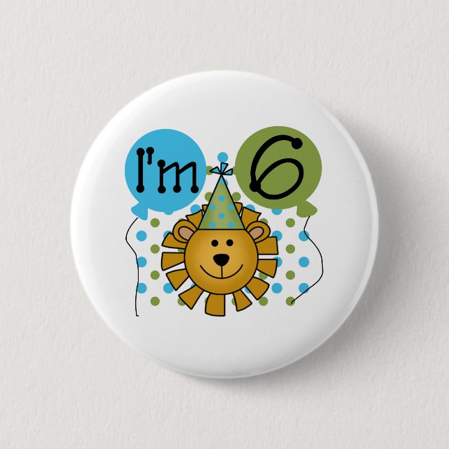 Badge Rond 5 Cm 6ème Anniversaire de lion (Devant)