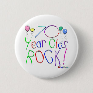 Badge Rond 5 Cm 70 ans de roche !