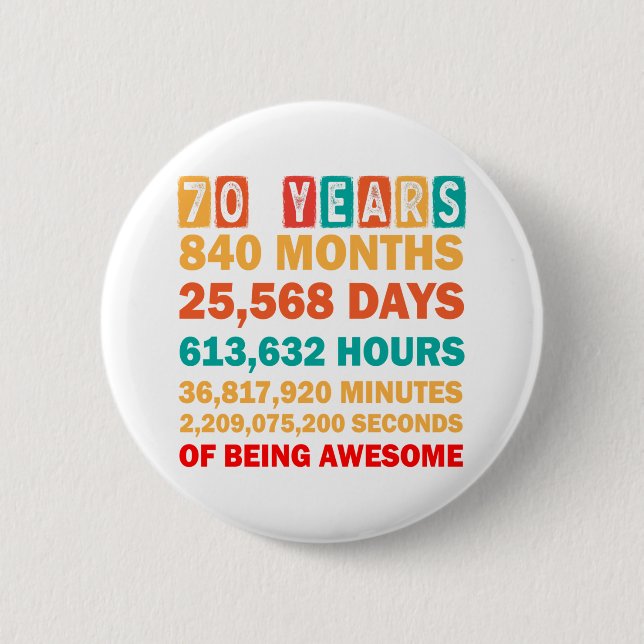 Badge Rond 5 Cm 70e Anniversaire Chemise 70 Ans Cadeaux (Devant)