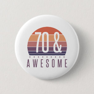 Badge Rond 5 Cm 70e anniversaire Retro Sunset