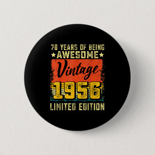 Badge Rond 5 Cm 70e anniversaire vintage 1956 70 ans décoration