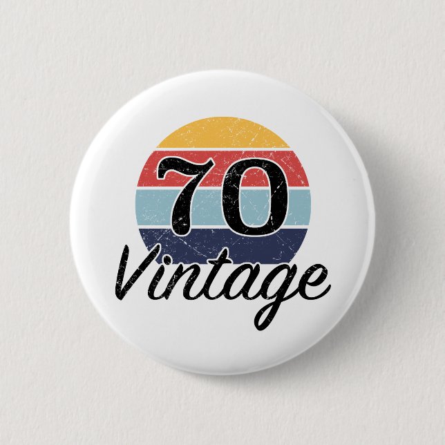 Badge Rond 5 Cm 70e anniversaire vintage coucher du soleil (Devant)