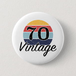 Badge Rond 5 Cm 70e anniversaire vintage coucher du soleil
