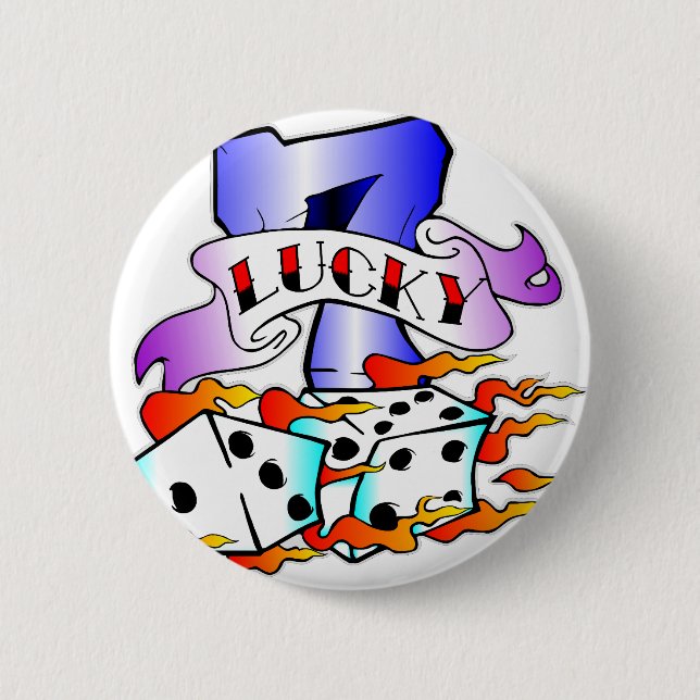 Badge Rond 5 Cm 7 chanceux avec des matrices (Devant)