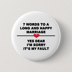 Badge Rond 5 Cm 7 Mots Pour Un Mariage Long Et Heureux