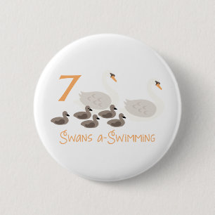 Badge Rond 5 Cm 7 Swans a Natation