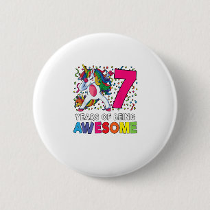 Badge Rond 5 Cm 7e anniversaire Dabbing Unicorn Party Don 7 ans Ol