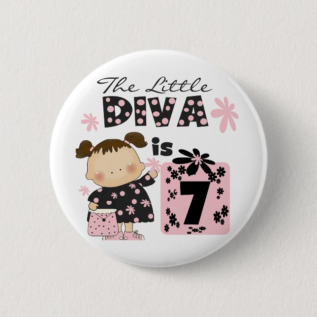Badge Rond 5 Cm 7èmes T-shirts et cadeaux d'anniversaire de petite (Devant)