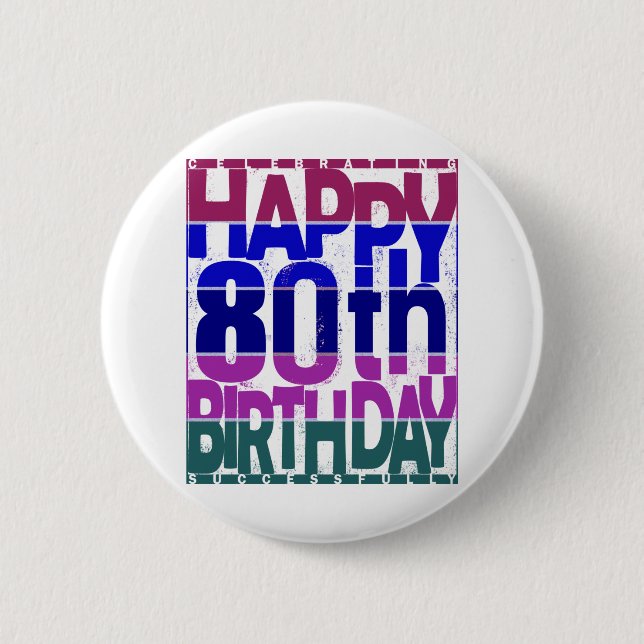 Badge Rond 5 Cm 80e anniversaire_couleurs dégradés (Devant)