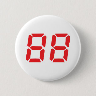 Badge Rond 5 Cm 88 quatre-vingt-huit réveil rouge numéro numérique