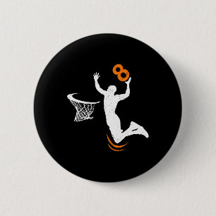 Badge Rond 5 Cm 8 Ans Bysketbyll Dunk 8 Anniversaire de fête Garço