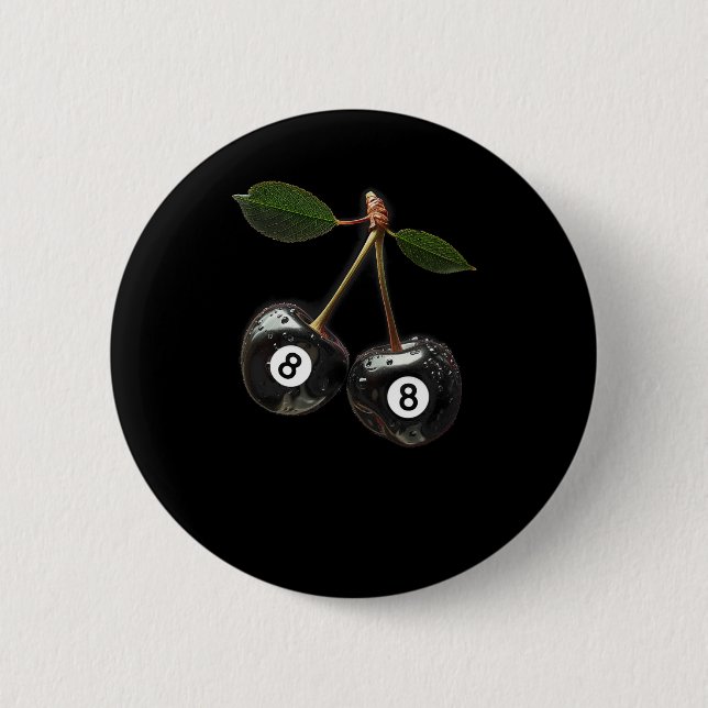 Badge Rond 5 Cm 8 Billard Billard Joueur Cerises (Devant)