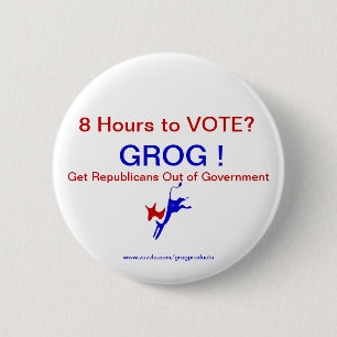 Badge Rond 5 Cm 8 heures au vote ? Pin/Button-2.25 "