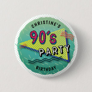 Badge Rond 5 Cm 90's PARTY Theme Pattern Button