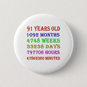 Badge Rond 5 Cm 91e anniversaire Jalons