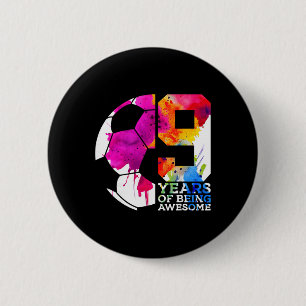 Badge Rond 5 Cm 9 Ans de Football Incroyable 9e Anniversaire _2