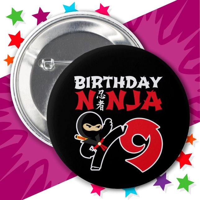 Badge Rond 5 Cm 9 ans Karate Ninja Party Enfants 9e anniversaire (Créateur téléchargé)