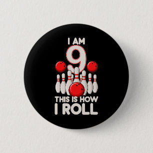 Badge Rond 5 Cm 9 ans Vieux Bowling Party 9e Anniversaire C'est co