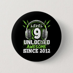 Badge Rond 5 Cm 9 Déverrouillé Awesome 2012 jeu vidéo 9e anniversa
