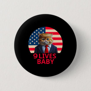 Badge Rond 5 Cm 9 vies par chat Trump 2024 Gagne Victoire Vainqueu
