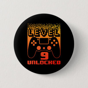 Badge Rond 5 Cm 9e anniversaire Art pour les garçons niveau 9 jeu 