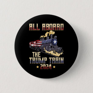 Badge Rond 5 Cm À bord du Trump Train 2024 American Flag 1